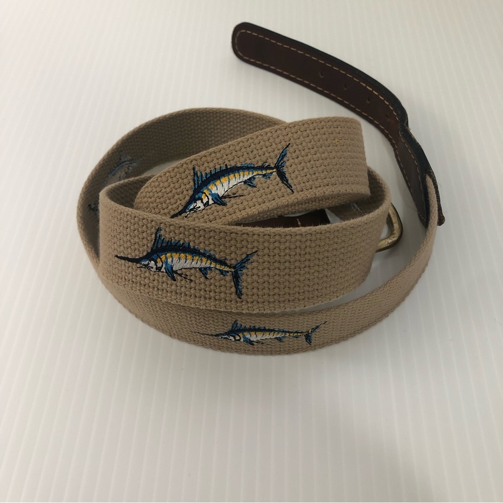 Ocean Rider Nautical Men’s Jute Belt With Embroidered Swordfish - Size 42